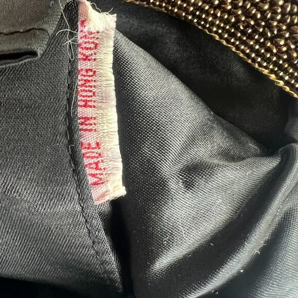 Vintage Evening Bag Brown Beaded Bag Lined Hong Kong Scalloped Closure - Picture 6 of 14